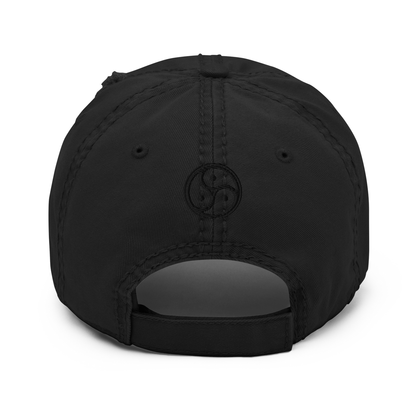 All things are black distressed logo hat